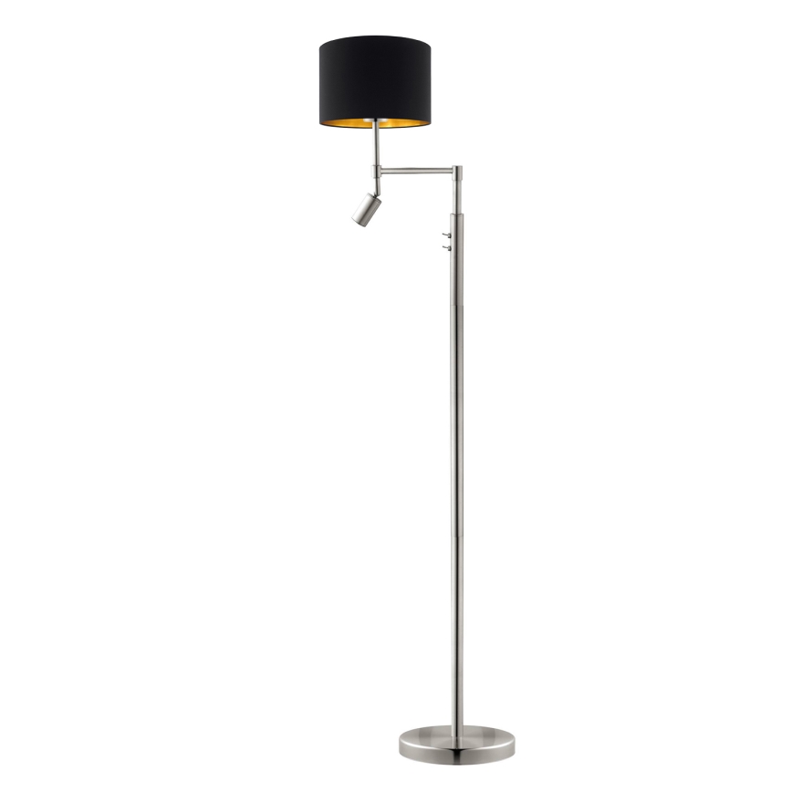 Eglo - Candeeiro de chão LED TUNJA 1xE27/60W/230V + LED/2,1W diâmetro 30 cm cromado mate/preto