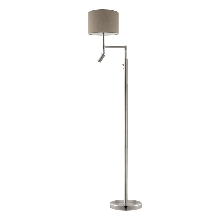 Eglo - Candeeiro de chão LED TUNJA 1xE27/60W/230V + LED/2,1W diâmetro 30 cm cromado mate/taupe