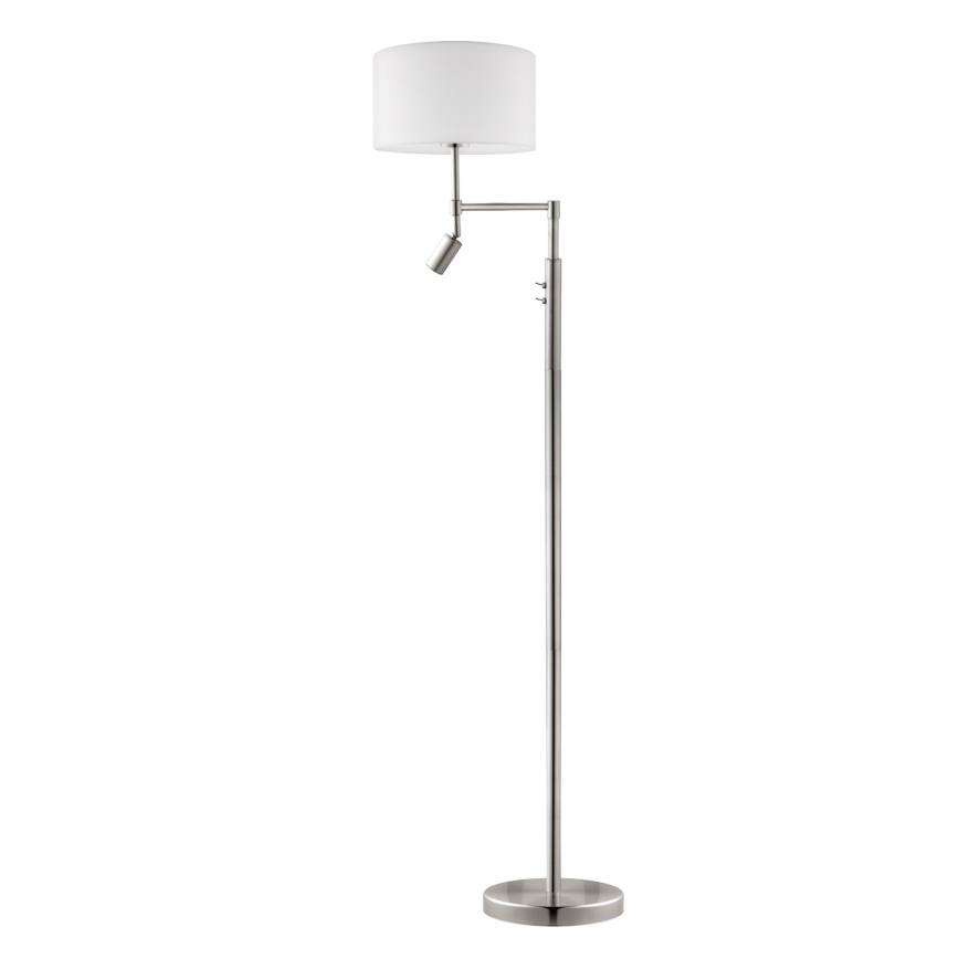 Eglo - Candeeiro de chão LED TUNJA 1xE27/60W/230V + LED/2,1W diâmetro 38 cm cromado mate/branco