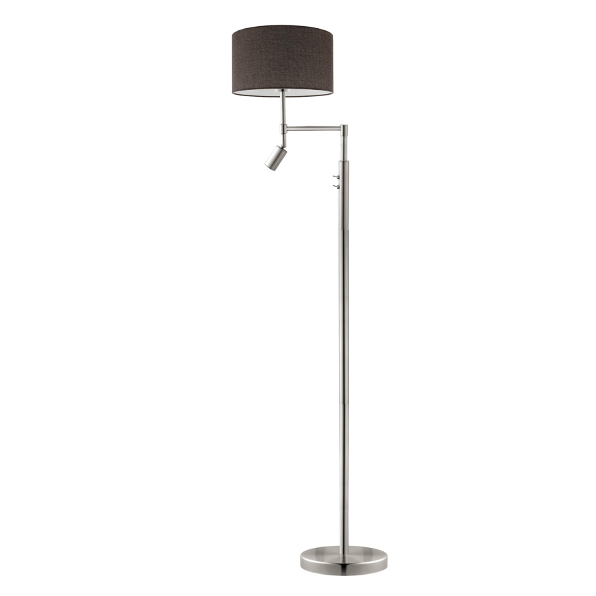Eglo - Candeeiro de chão LED TUNJA 1xE27/60W/230V + LED/2,1W diâmetro 38 cm cromado mate/castanho