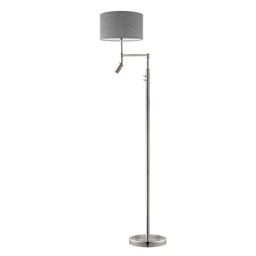 Eglo - Candeeiro de chão LED TUNJA 1xE27/60W/230V + LED/2,1W diâmetro 38 cm cromado mate/cinzento