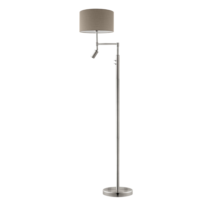 Eglo - Candeeiro de chão LED TUNJA 1xE27/60W/230V + LED/2,1W diâmetro 38 cm cromado mate/taupe