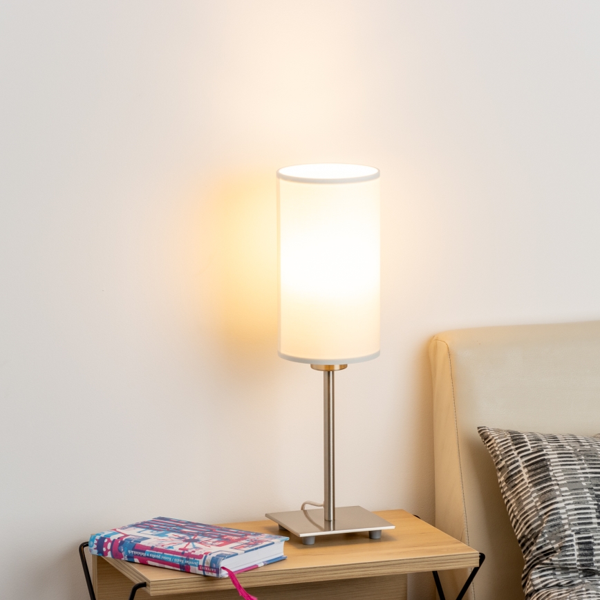 Eglo - Candeeiro de mesa LED TUNJA 1xE27/60W/230V 26,5 cm cromado mate/branco