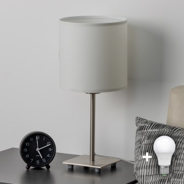 Eglo - Candeeiro de mesa LED TUNJA 1xE27/60W/230V 26,5 cm cromado mate/branco