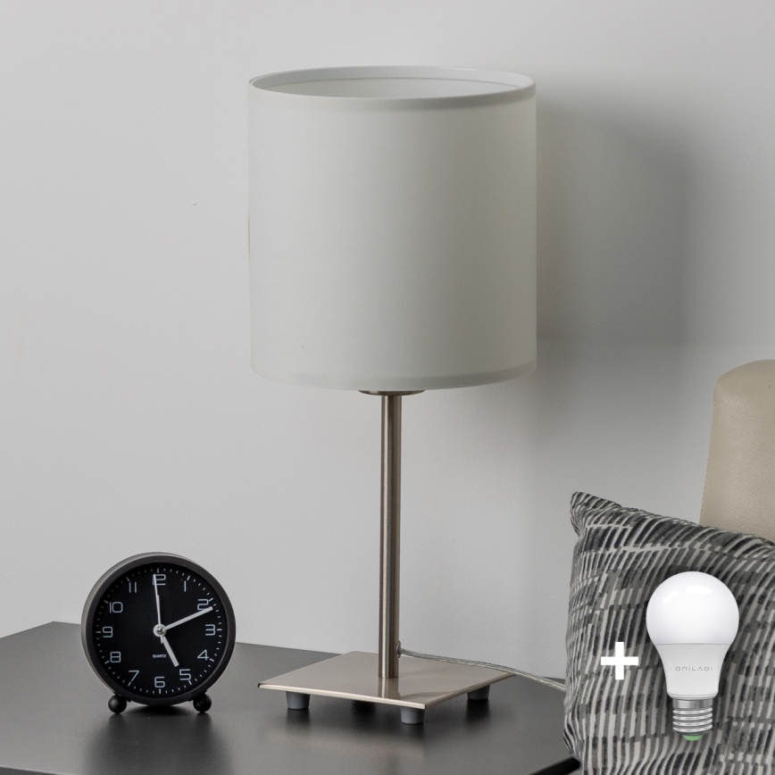 Eglo - Candeeiro de mesa LED TUNJA 1xE27/60W/230V 26,5 cm cromado mate/branco