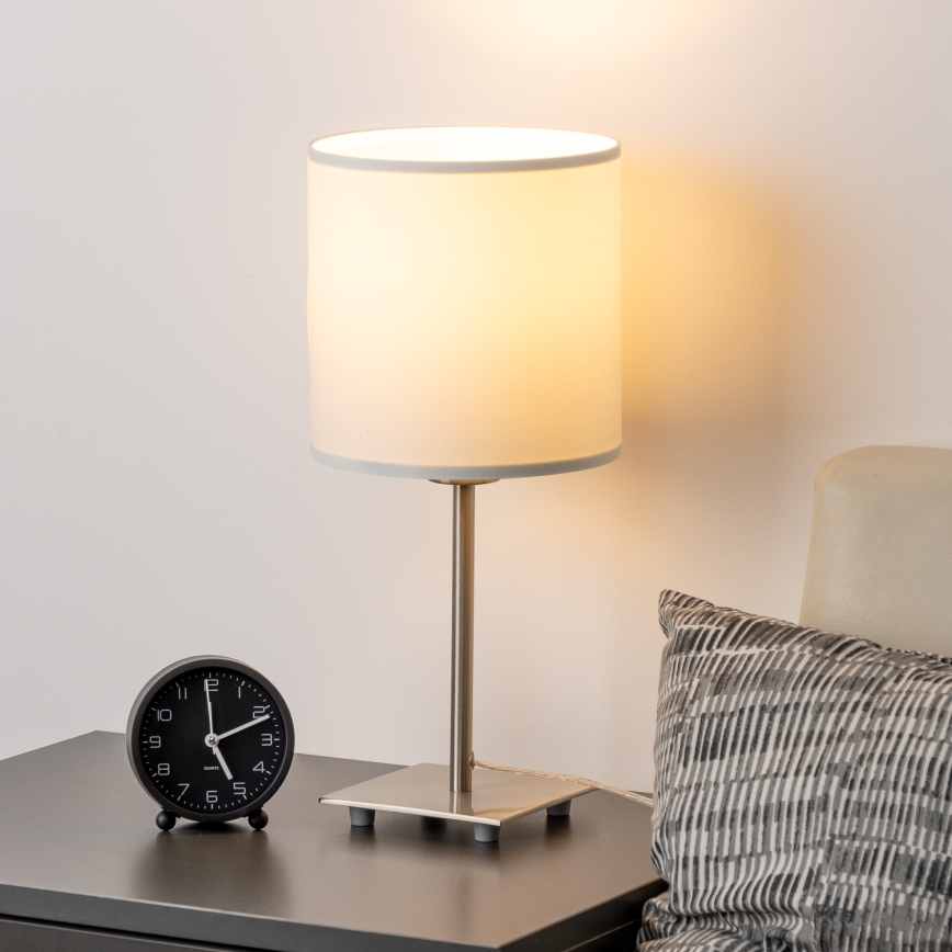 Eglo - Candeeiro de mesa LED TUNJA 1xE27/60W/230V 26,5 cm cromado mate/branco