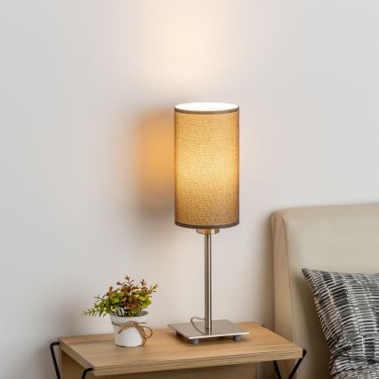 Eglo - Candeeiro de mesa LED TUNJA 1xE27/60W/230V 26,5 cm cromado mate/castanho