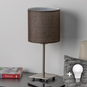 Eglo - Candeeiro de mesa LED TUNJA 1xE27/60W/230V 26,5 cm cromado mate/castanho