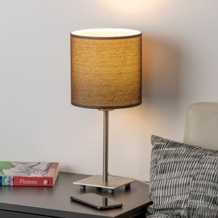 Eglo - Candeeiro de mesa LED TUNJA 1xE27/60W/230V 26,5 cm cromado mate/castanho