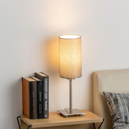 Eglo - Candeeiro de mesa LED TUNJA 1xE27/60W/230V 26,5 cm cromado mate/cinzento