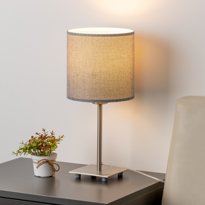 Eglo - Candeeiro de mesa LED TUNJA 1xE27/60W/230V 26,5 cm cromado mate/cinzento