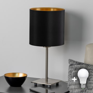 Eglo - Candeeiro de mesa LED TUNJA 1xE27/60W/230V 26,5 cm cromado mate/preto