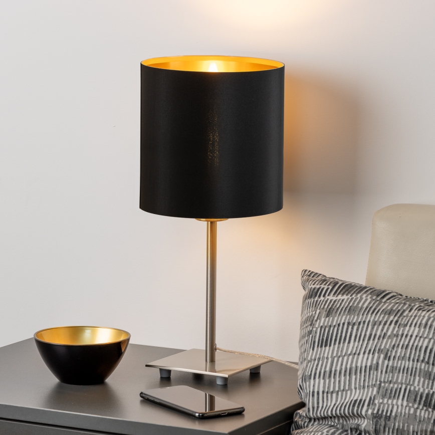 Eglo - Candeeiro de mesa LED TUNJA 1xE27/60W/230V 26,5 cm cromado mate/preto