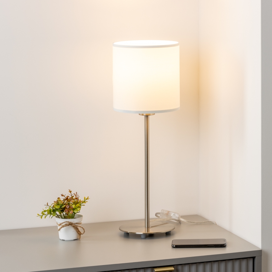 Eglo - Candeeiro de mesa LED  TUNJA 1xE27/60W/230V 38,5 cm cromado mate/branco