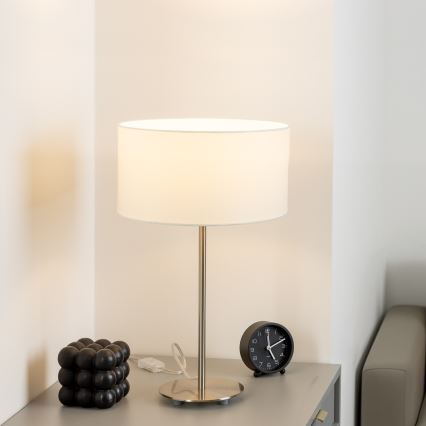Eglo - Candeeiro de mesa LED  TUNJA 1xE27/60W/230V 38,5 cm cromado mate/branco