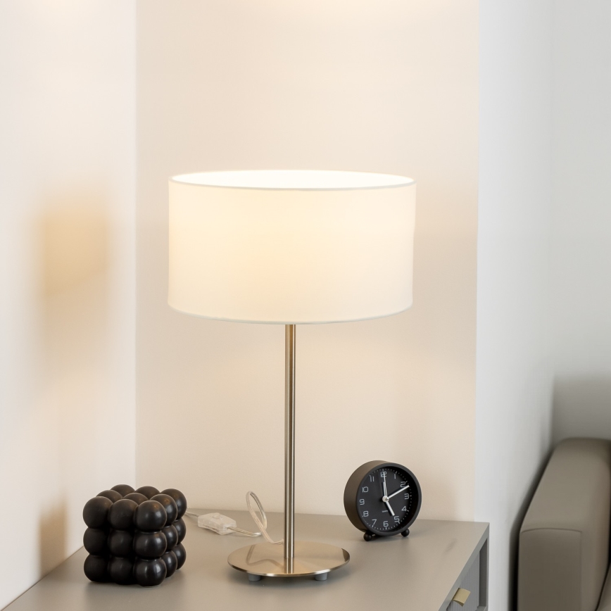 Eglo - Candeeiro de mesa LED  TUNJA 1xE27/60W/230V 38,5 cm cromado mate/branco