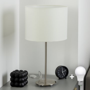 Eglo - Candeeiro de mesa LED  TUNJA 1xE27/60W/230V 38,5 cm cromado mate/branco