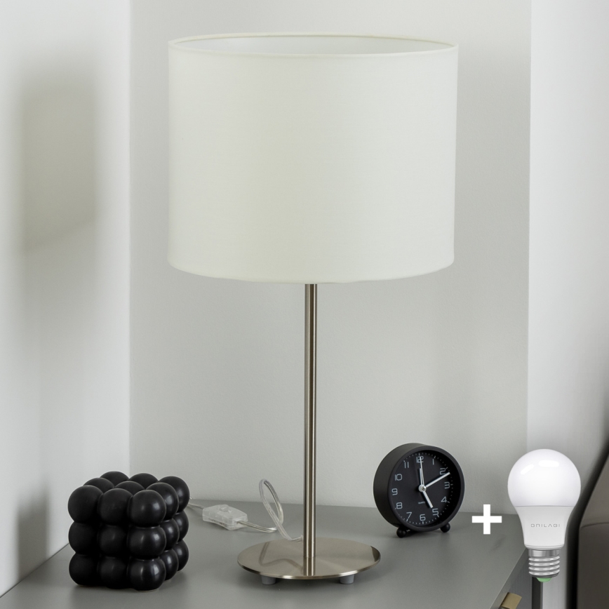 Eglo - Candeeiro de mesa LED  TUNJA 1xE27/60W/230V 38,5 cm cromado mate/branco