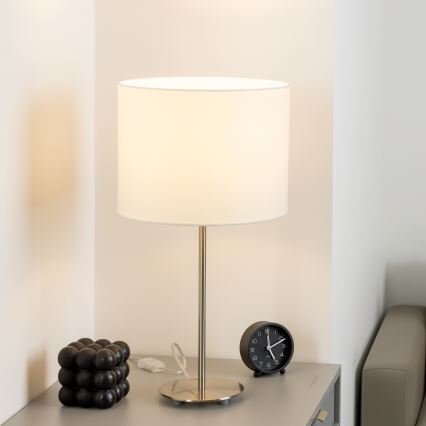 Eglo - Candeeiro de mesa LED  TUNJA 1xE27/60W/230V 38,5 cm cromado mate/branco
