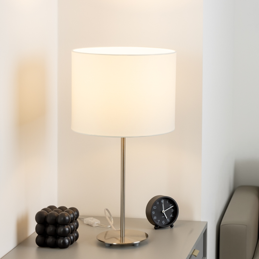 Eglo - Candeeiro de mesa LED  TUNJA 1xE27/60W/230V 38,5 cm cromado mate/branco