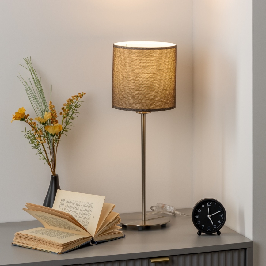 Eglo - Candeeiro de mesa LED  TUNJA 1xE27/60W/230V 38,5 cm cromado mate/castanho