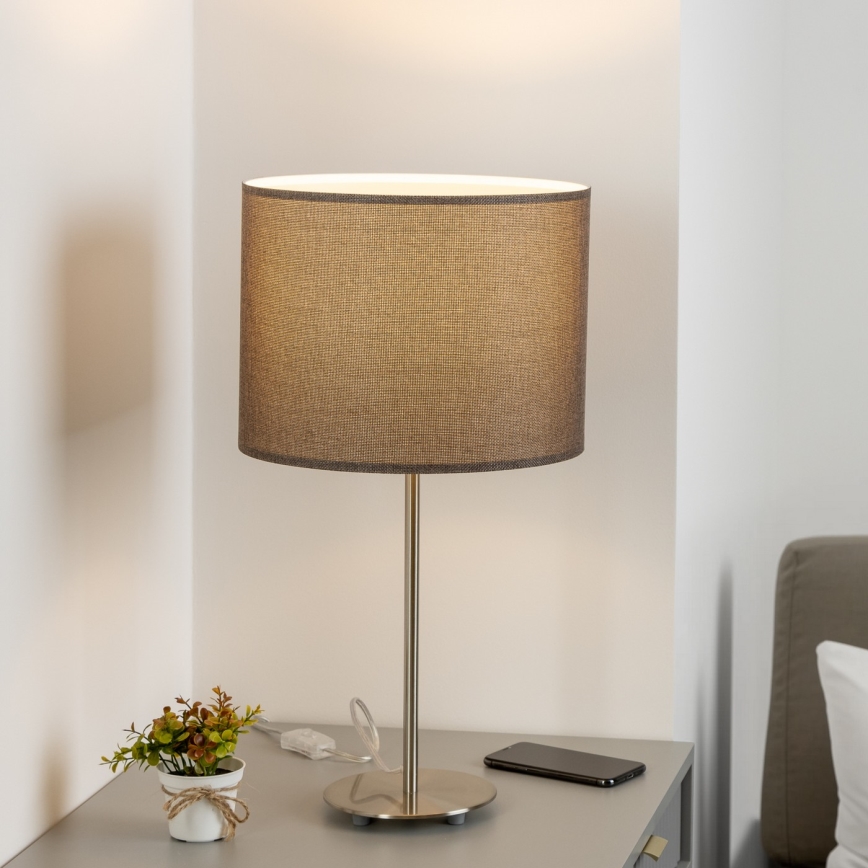 Eglo - Candeeiro de mesa LED  TUNJA 1xE27/60W/230V 38,5 cm cromado mate/castanho