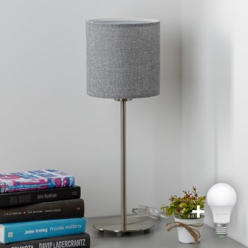 Eglo - Candeeiro de mesa LED TUNJA 1xE27/60W/230V 38,5 cm cromado mate/cinzento