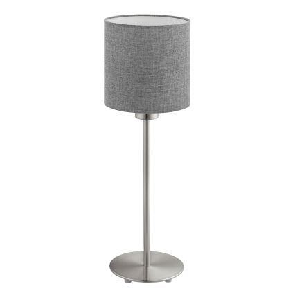 Eglo - Candeeiro de mesa LED TUNJA 1xE27/60W/230V 38,5 cm cromado mate/cinzento