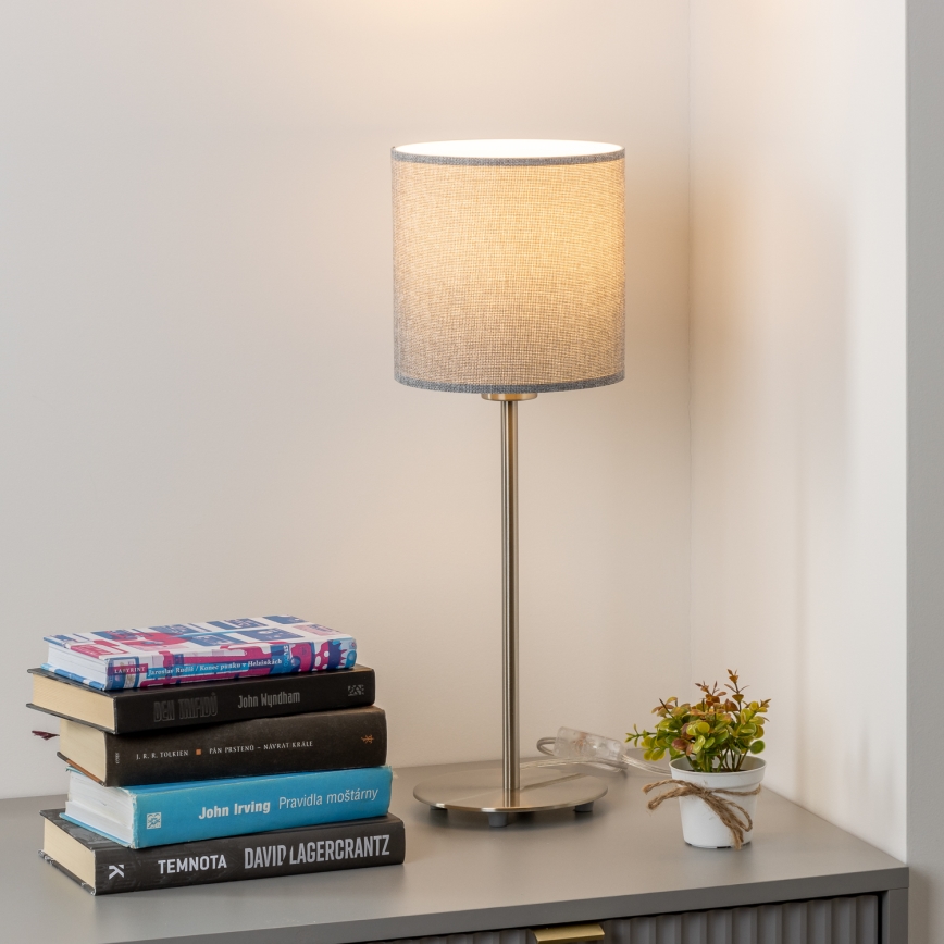 Eglo - Candeeiro de mesa LED TUNJA 1xE27/60W/230V 38,5 cm cromado mate/cinzento
