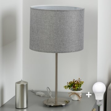 Eglo - Candeeiro de mesa LED  TUNJA 1xE27/60W/230V 38,5 cm cromado mate/cinzento