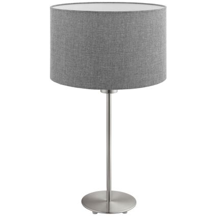 Eglo - Candeeiro de mesa LED  TUNJA 1xE27/60W/230V 38,5 cm cromado mate/cinzento