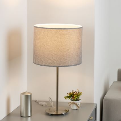 Eglo - Candeeiro de mesa LED  TUNJA 1xE27/60W/230V 38,5 cm cromado mate/cinzento