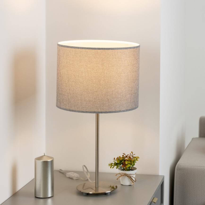 Eglo - Candeeiro de mesa LED  TUNJA 1xE27/60W/230V 38,5 cm cromado mate/cinzento
