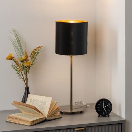 Eglo - Candeeiro de mesa LED TUNJA 1xE27/60W/230V 38,5 cm cromado mate/preto