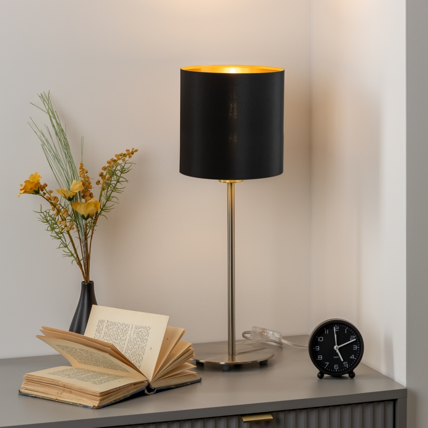 Eglo - Candeeiro de mesa LED TUNJA 1xE27/60W/230V 38,5 cm cromado mate/preto