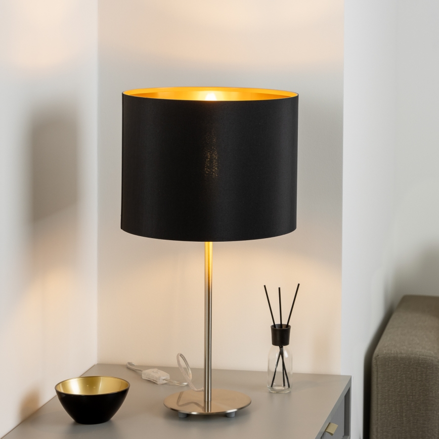 Eglo - Candeeiro de mesa LED  TUNJA 1xE27/60W/230V 38,5 cm cromado mate/preto