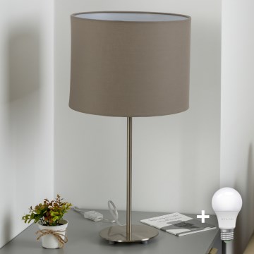 Eglo - Candeeiro de mesa LED  TUNJA 1xE27/60W/230V 38,5 cm cromado mate/taupe