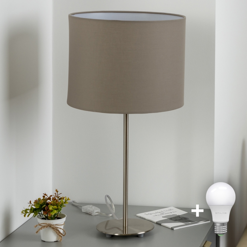 Eglo - Candeeiro de mesa LED  TUNJA 1xE27/60W/230V 38,5 cm cromado mate/taupe