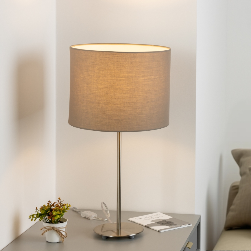 Eglo - Candeeiro de mesa LED  TUNJA 1xE27/60W/230V 38,5 cm cromado mate/taupe