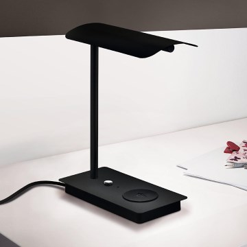 Eglo - Candeeiro de mesa táctil LED com regulação e carregamento sem fios LED/5,8W/230V preto