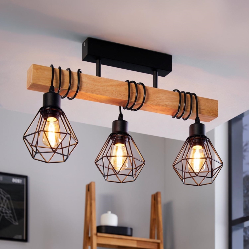 Eglo - Candeeiro integrado TOWNSHEND 3xE27/60W/230V - FSC certificado