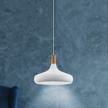 Eglo - Candeeiro suspenso 1xE27/40W/230V diâmetro 40 cm branco - FSC certificado