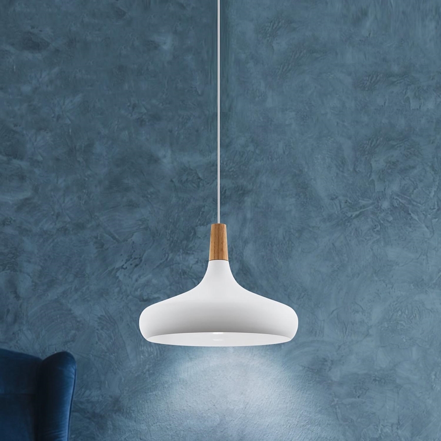 Eglo - Candeeiro suspenso 1xE27/40W/230V diâmetro 40 cm branco - FSC certificado