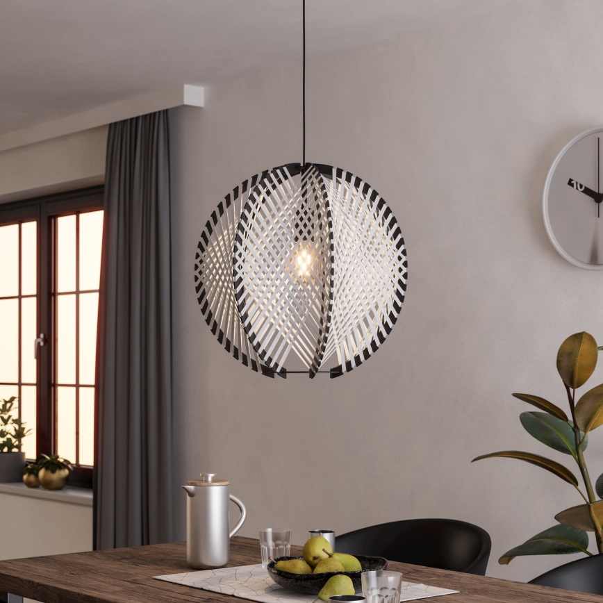 Eglo - Candeeiro suspenso 1xE27/40W/230V diâmetro 48 cm branco/preto