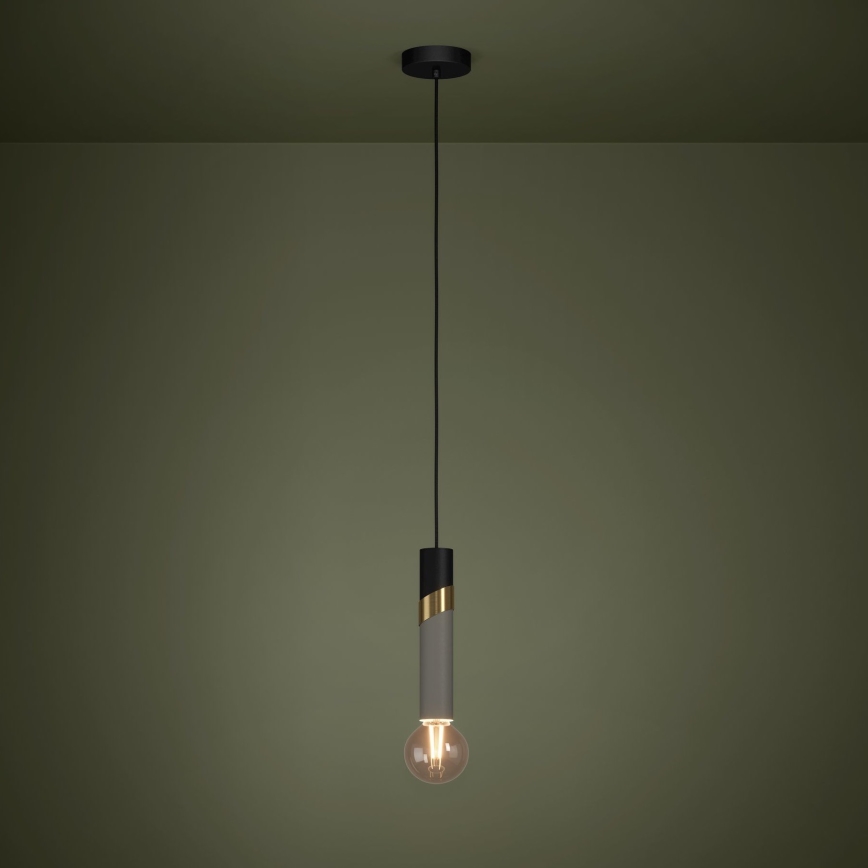 Eglo - Candeeiro suspenso 1xE27/40W/230V preto/dourado