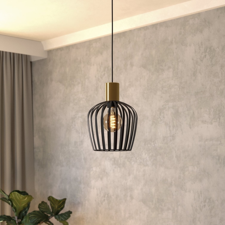 Eglo - Candeeiro suspenso 1xE27/40W/230V preto/dourado