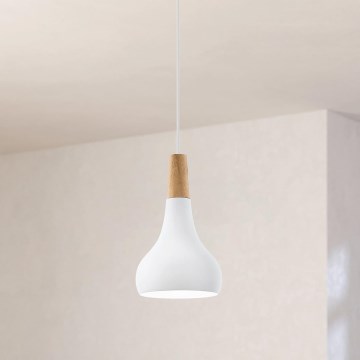Eglo - Candeeiro suspenso 1xE27/60W/230V diâmetro 18 cm branco - FSC certificado