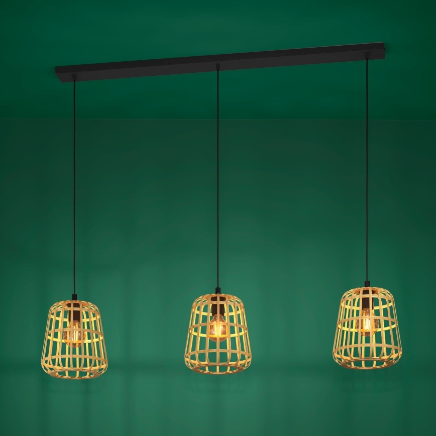 Eglo - Candeeiro suspenso 3xE27/40W/230V bambu