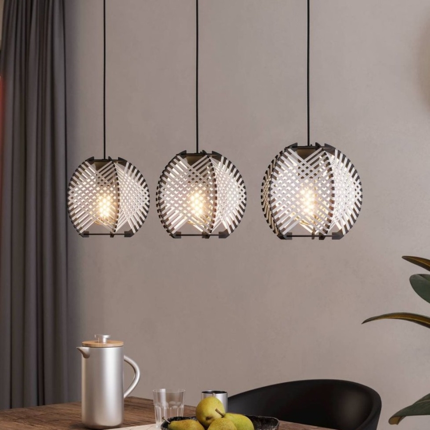 Eglo - Candeeiro suspenso 3xE27/40W/230V branco/preto