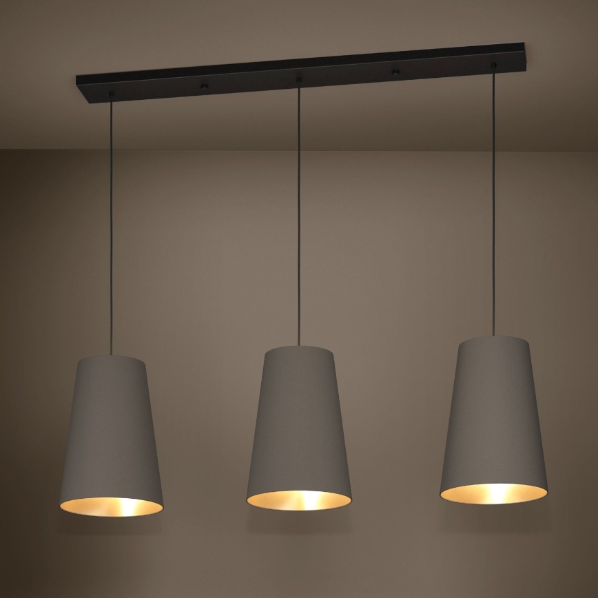 Eglo - Candeeiro suspenso 3xE27/40W/230V castanho